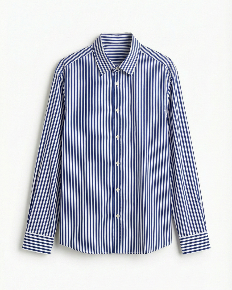 Blue Striped Old Money Shirt for - 100% Cotton