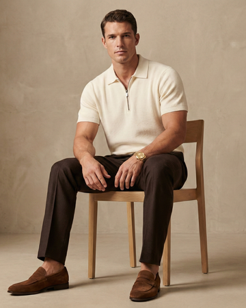 Veloure Knit Polo - European Cotton Polo Shirt for Men