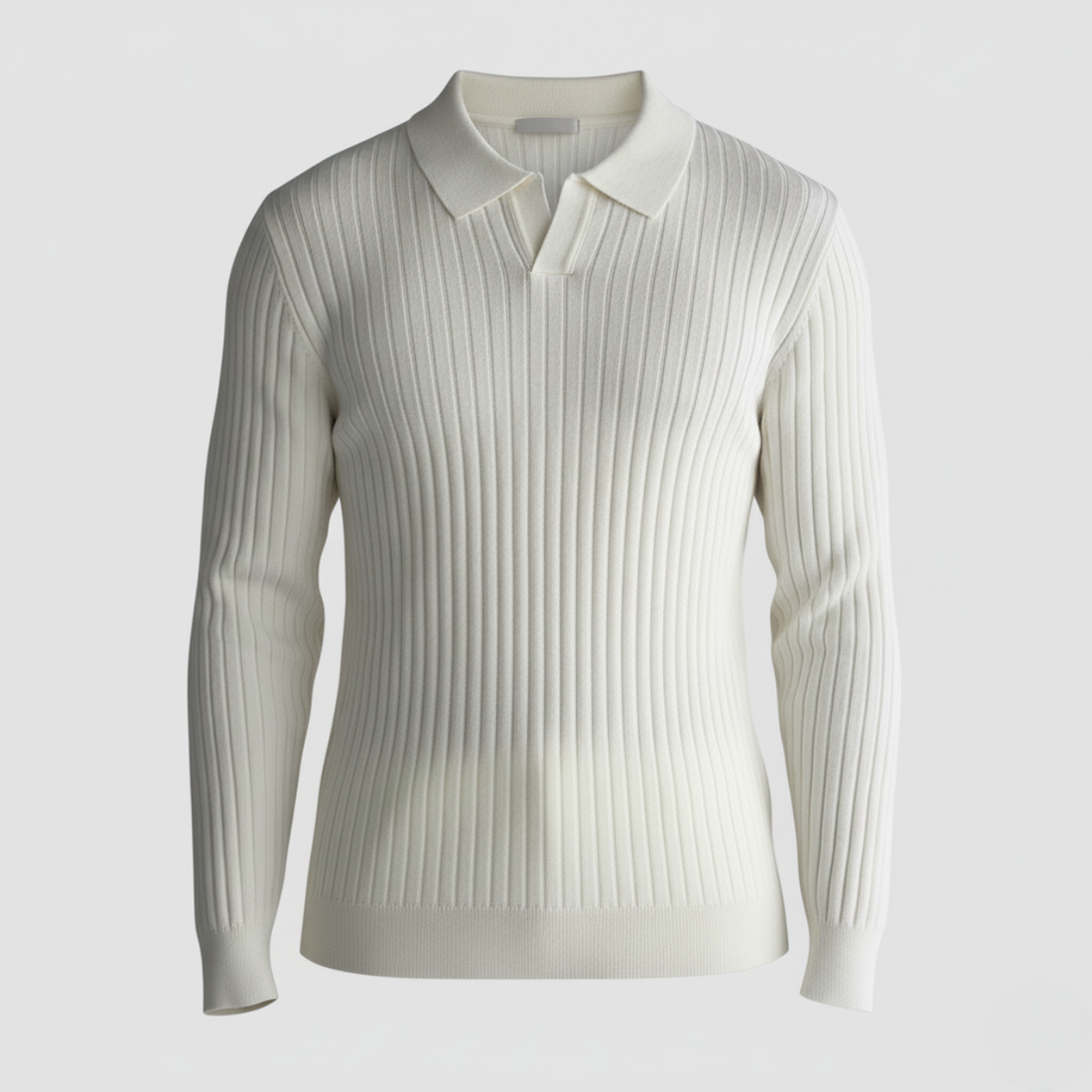 Premium Ribbed Knit Old Money Sweatshirt in White Color