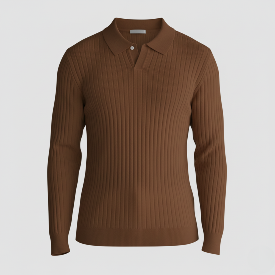 Premium Ribbed Knit Old Money Sweatshirt in Brown Color