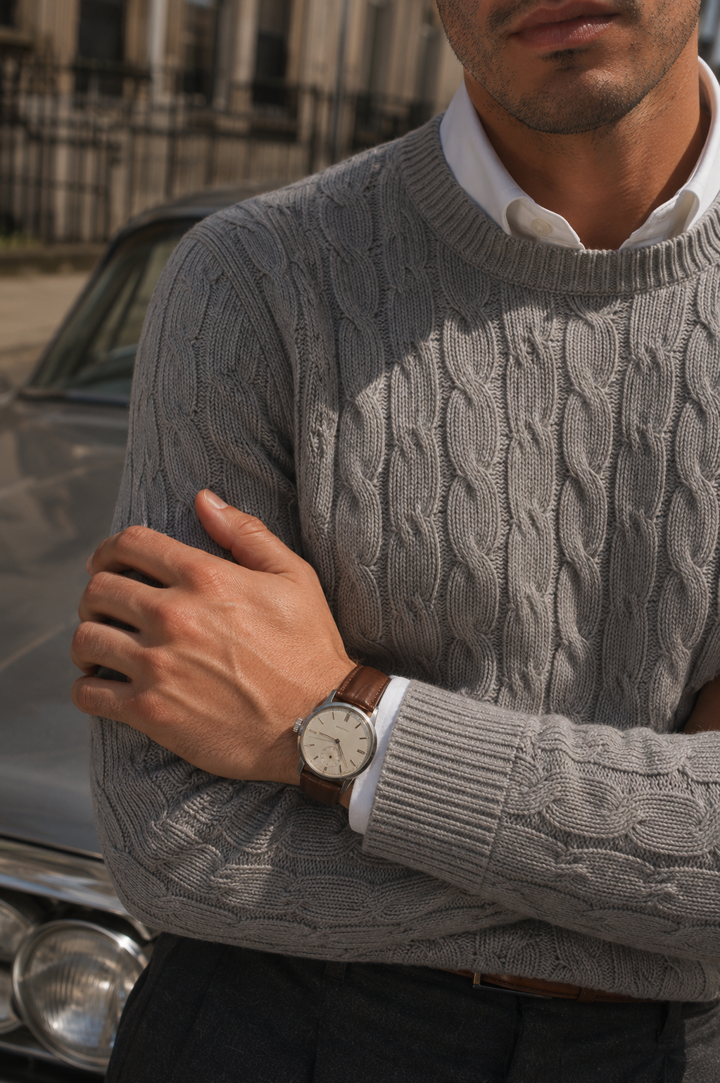 Como Cable Jumper – Stone Grey