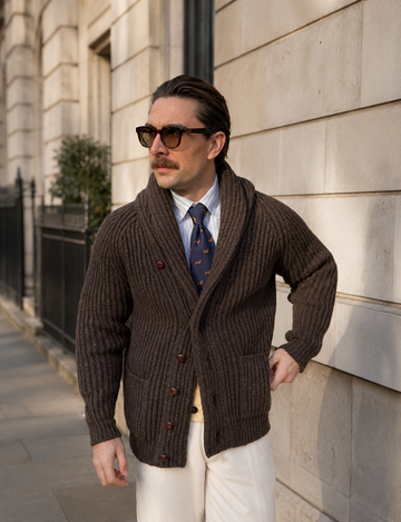Cortina Shawl Cardigan – Coffee Brown