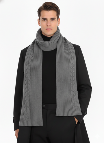 Old Money Style Tuck Knit with Cable Scarf for Men