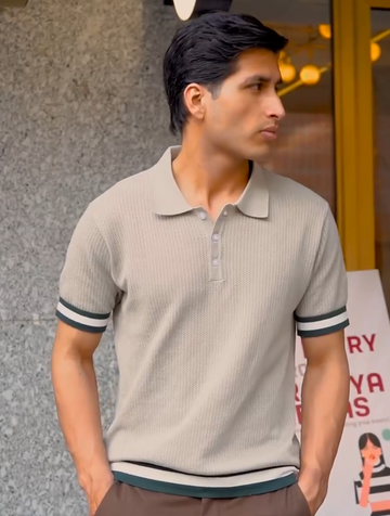 Pure Italian Old Money Polo Tshirt - Knitted Half-Button Polo