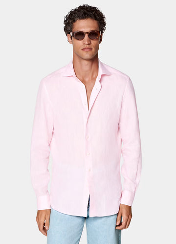 Pink Linen Shirt for Men with Premium 100% Linen Fabric