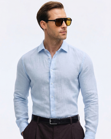 Sky Blue 60 Lea Pure Linen Shirt with 100% Premium Fabric