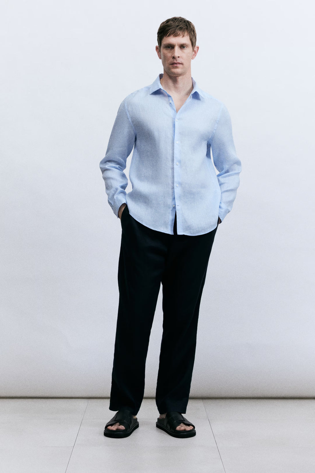 Sky Blue Linen Shirt for Men with Premium Fabric From Italy